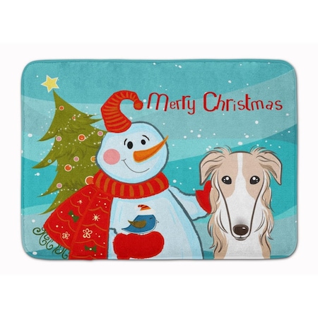 Carolines Treasures Snowman with Borzoi Machine Washable Memory Foam Mat BB1848RUG